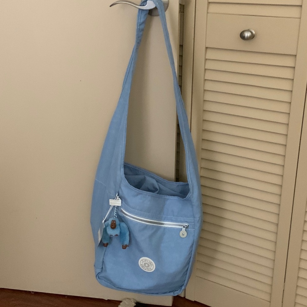 Kipling Light Blue Shoulder Bag with Charm